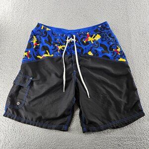 The Simpsons Board Shorts Mens 34 Black Graphic Print Beach Swim Vintage 2004